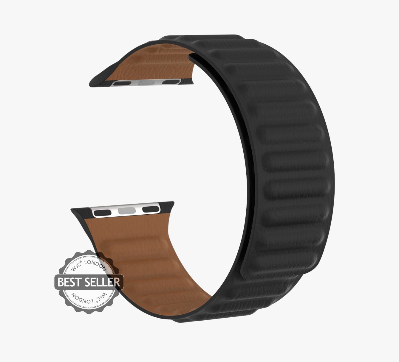 WsC® Leather Link – Black Apple Watch Strap