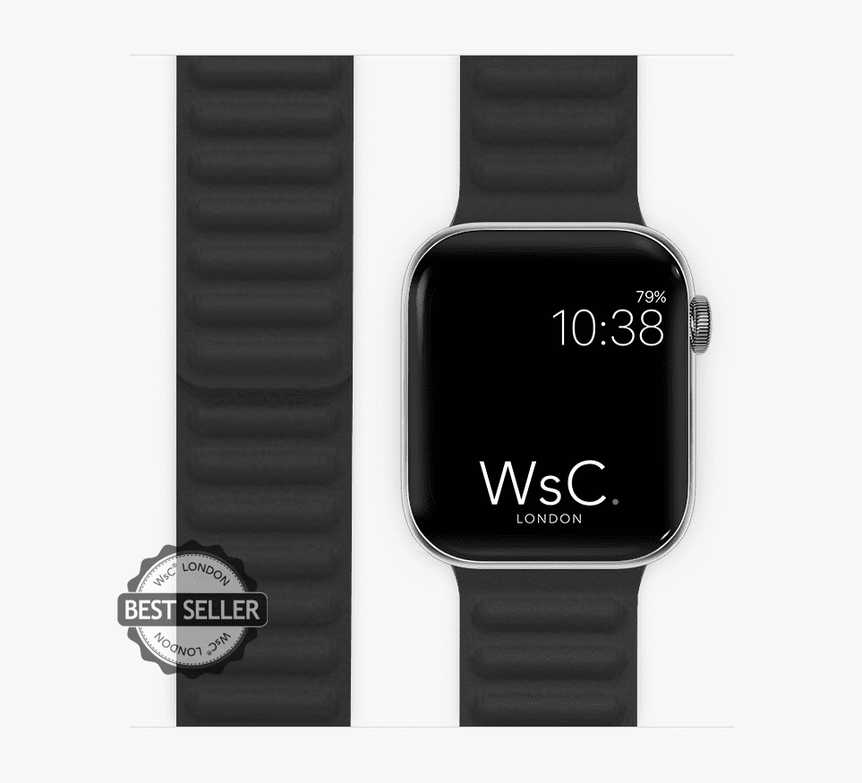 WsC® Leather Link – Black Apple Watch Strap