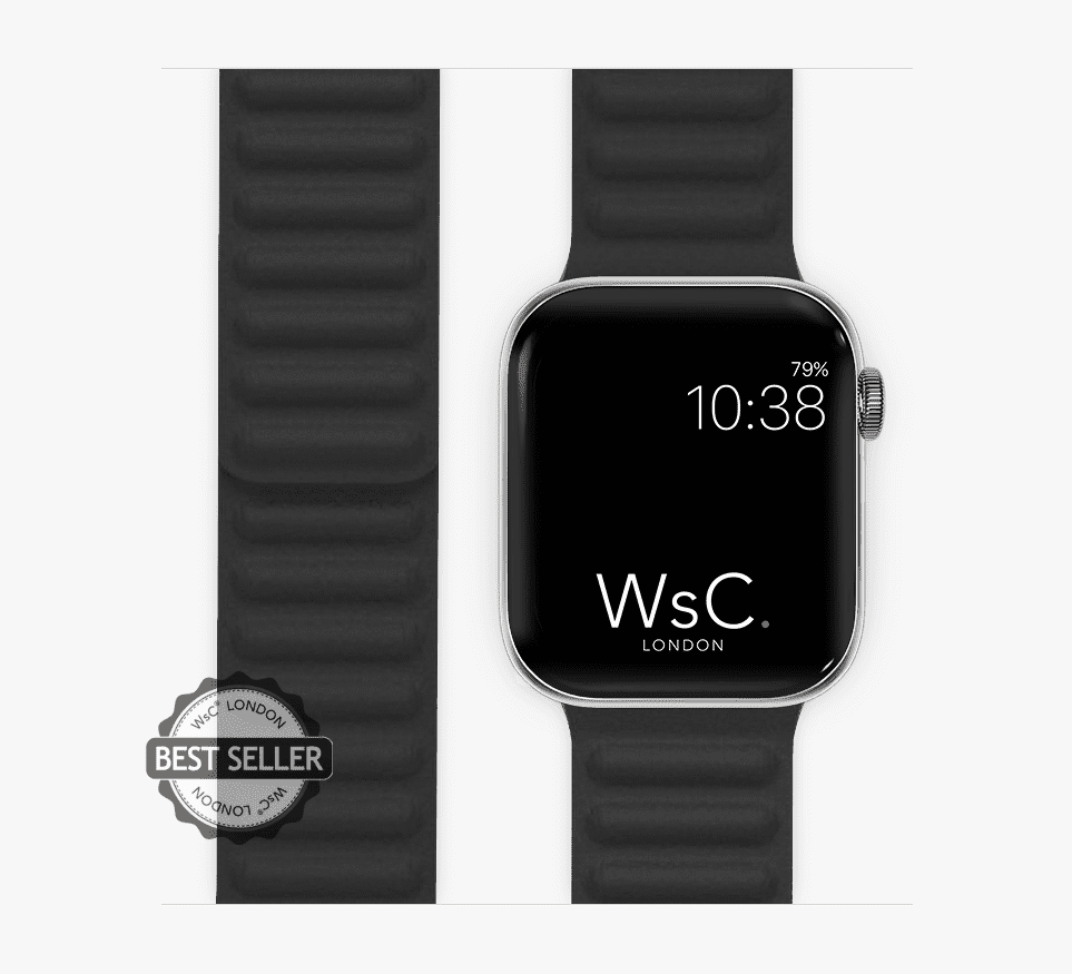 WsC® Leather Link – Black Apple Watch Strap