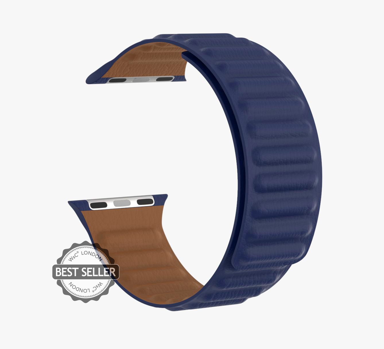 WsC® Leather Link – Ocean Blue Apple Watch Strap