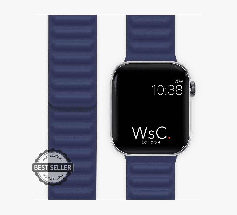 WsC® Leather Link – Ocean Blue Apple Watch Strap