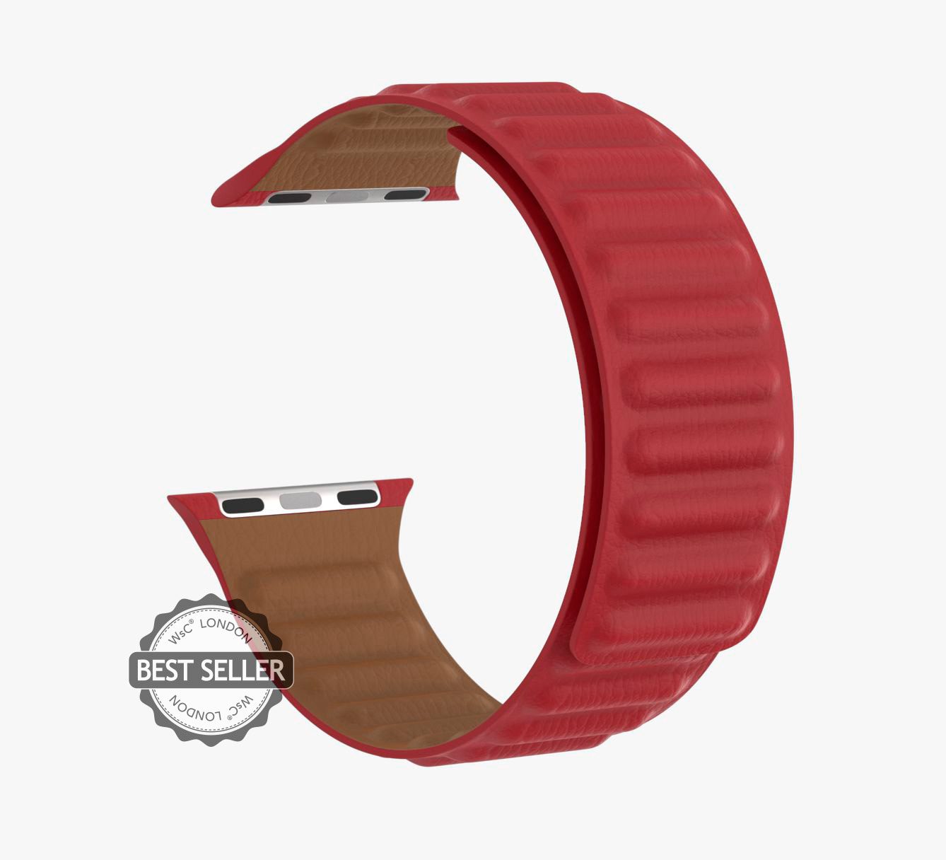 WsC® Leather Link – Deep Red Apple Watch Strap