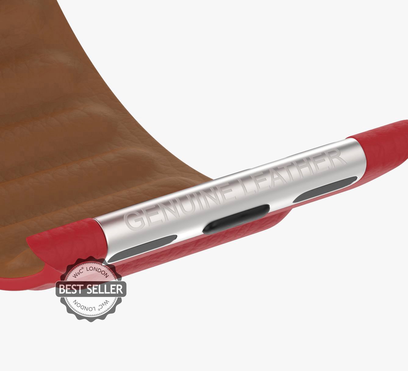 WsC® Leather Link – Deep Red Apple Watch Strap