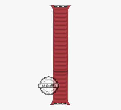 WsC® Leather Link – Deep Red Apple Watch Strap