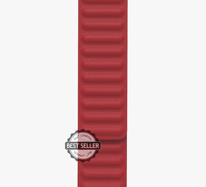 WsC® Leather Link – Deep Red Apple Watch Strap