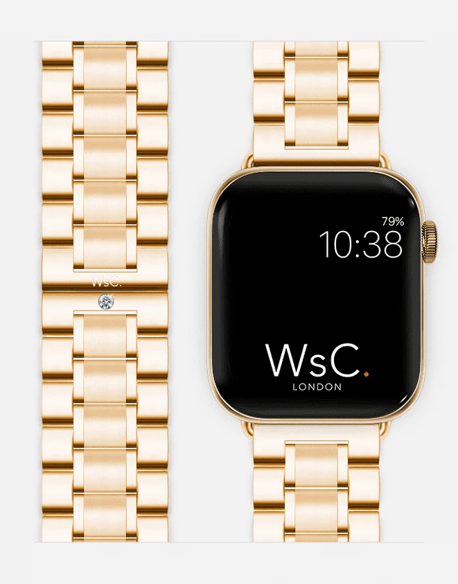 WsC Fury Gold Diamond Edition strap with Apple Watch face