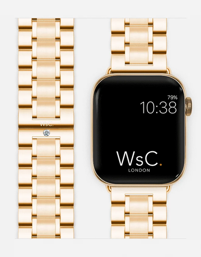 WsC Fury Gold Diamond Edition strap with Apple Watch face