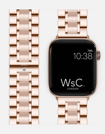 WsC Fury Rose Gold Diamond Edition strap with Apple Watch face