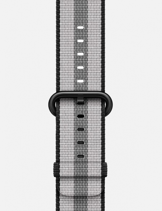 Black Grey Stripe Woven Nylon Apple Watch Strap