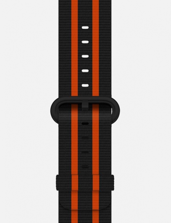 Black Orange Stripe Woven Nylon Apple Watch Strap