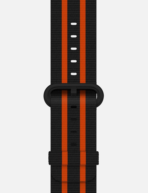 Black Orange Stripe Woven Nylon Apple Watch Strap