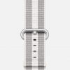 White Grey Stripe Woven Nylon Apple Watch Strap