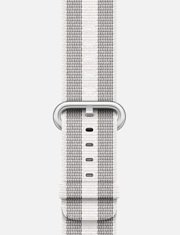 White Grey Stripe Woven Nylon Apple Watch Strap