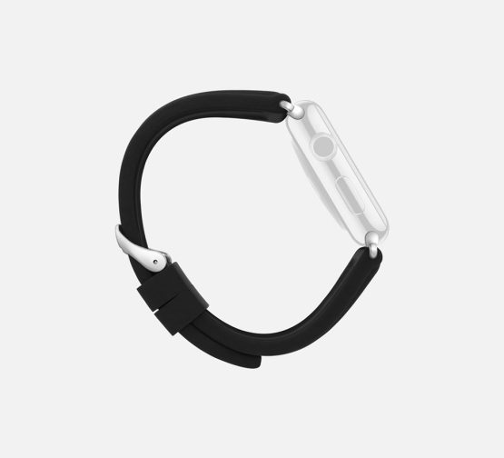 WsC Black Nautilus Apple Watch Strap Silver Curved
