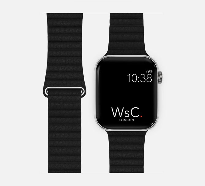 Black Leather Loop Apple Watch Strap