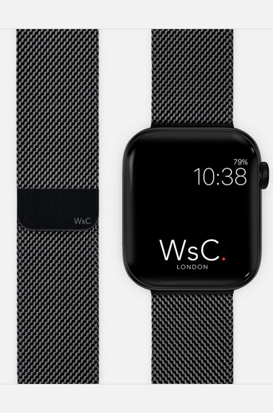 Black WsC Mesh Loop Apple Watch Straps With Face