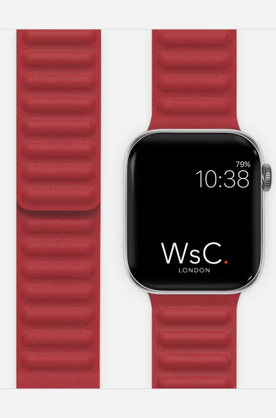 Category Leather Link Apple Watch Strap RED