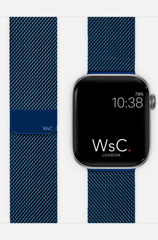 Cosmic Blue WsC Mesh Loop Apple Watch Straps With Face