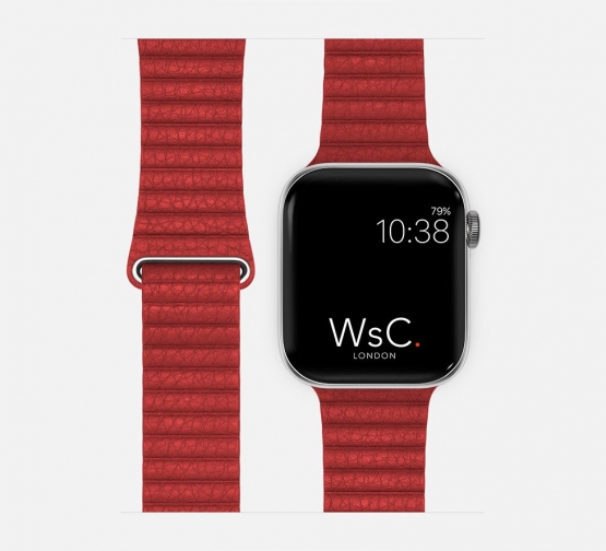 Red Leather Loop Apple Watch Strap