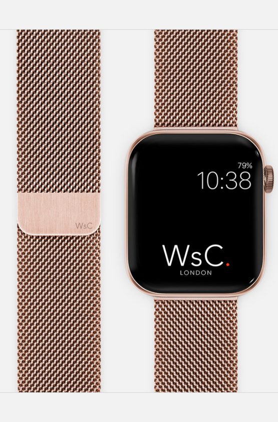 Rose Gold WsC Mesh Loop Apple Watch Straps With Face