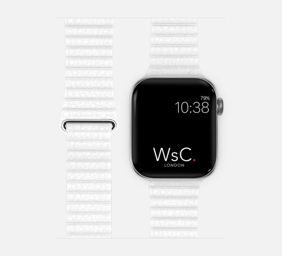 White Leather Loop Apple Watch Strap