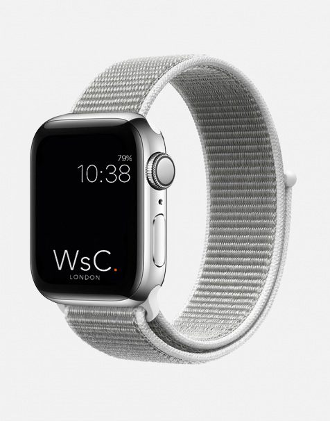 Apple Watch Sport Loop White and Grey Round