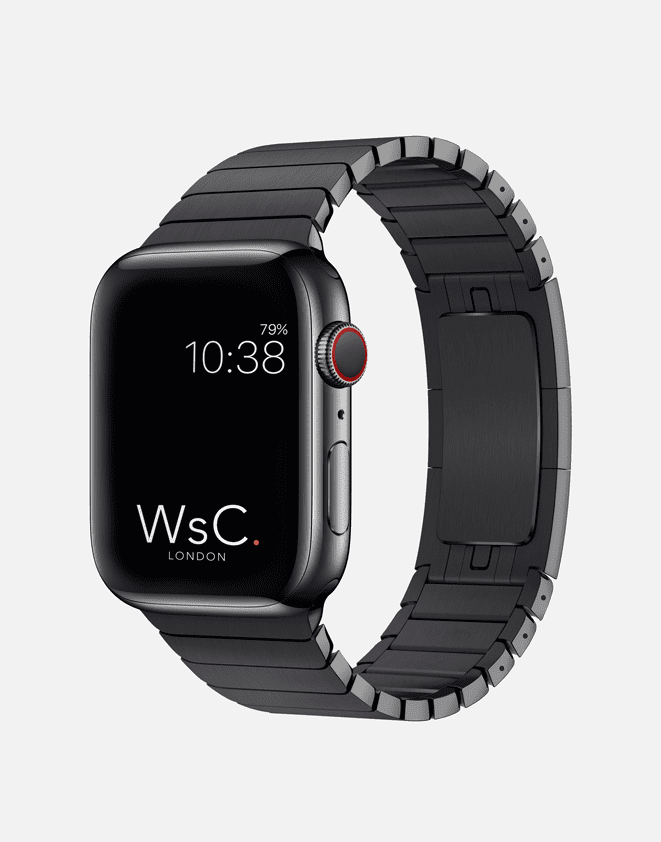 WsC® Leather Link - Black Apple Watch Strap - The Watch Strap Co.