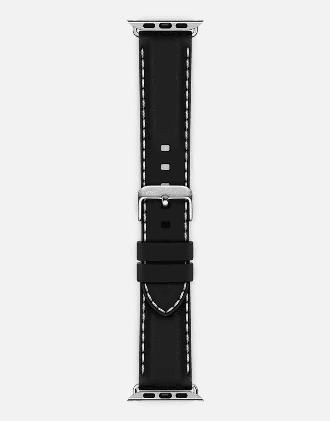 Nautilus Apple Watch Strap – Black/White Stitch WsC®