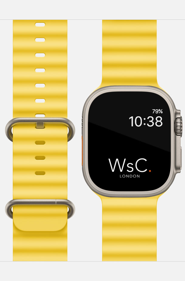 Ocean Band Apple Watch Strap Yellow with Apple Watch Featured