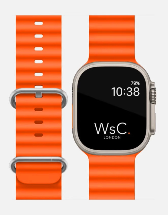 Ocean Band Apple Watch Ultra Strap Orange with Apple Watch