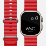 Ocean Band Apple Watch Ultra Strap Red with Apple Watch