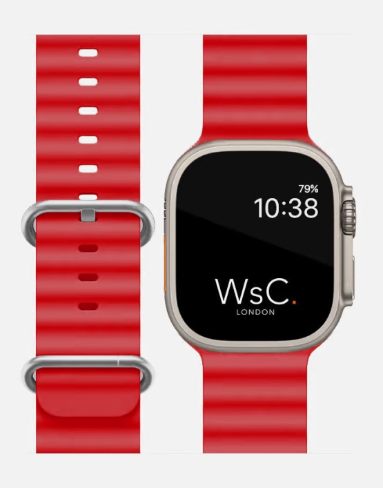 Ocean Band Apple Watch Ultra Strap Red with Apple Watch