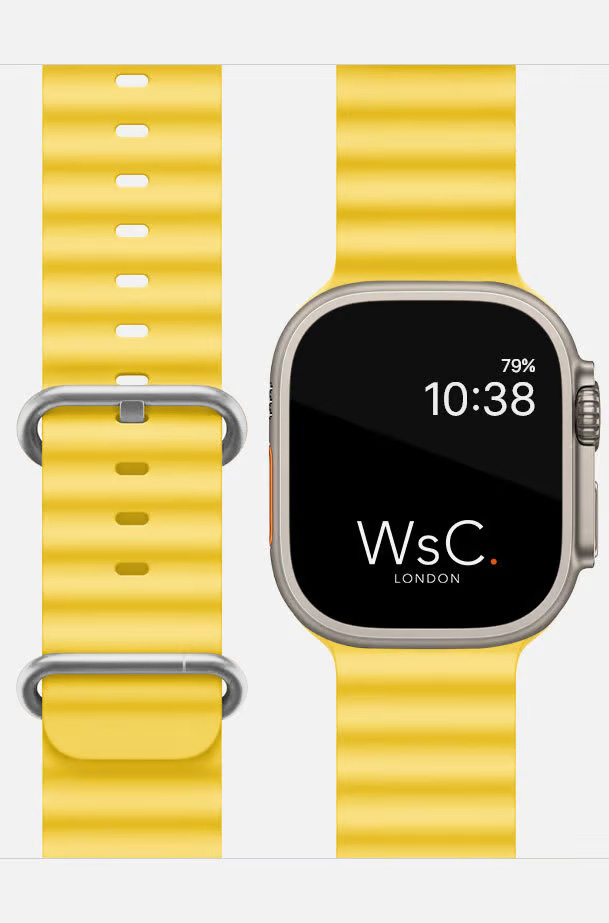 Ocean Band Apple Watch Strap Yellow with Apple Watch Featured